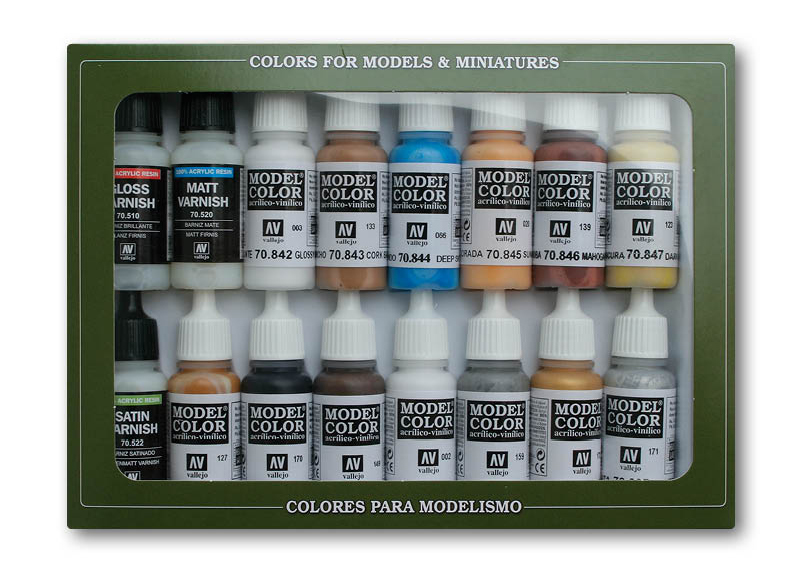 Vallejo 70102 Acrylfarbe 17 ml Schwarz, Blau, Braun, Gold, Grau, Silber, Weiß Flasche