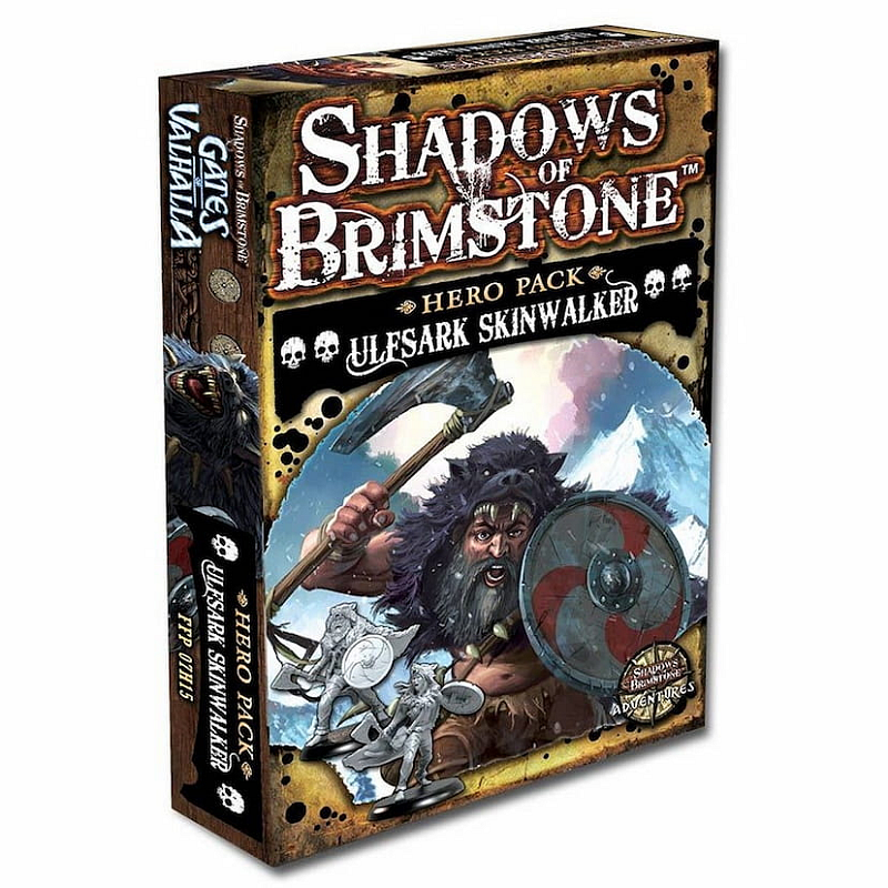 Asmodee Shadows of Brimstone: Ulfsark Skinwalker Hero Pack Wild men of the North, the Ulfsark Skin Walkers use powerful shamanistic totems to transform themselves into lycanthropic beasts of legend. Fighting with axe and shield in Human form, the Ulfsark fight with an animal fury . As they whip into a frenzy, their bodies twist and crack, growing hair and taking on the primal aspect of the wolf as they rise up to new heights, a savage werewolf, rending their foes apart with tooth and claw. Brettspiel