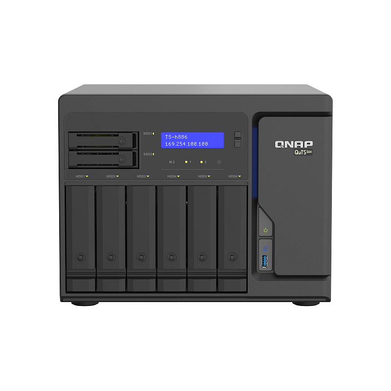 QNAP TS-h886 NAS Tower Intel® Xeon® D D-1602 8 GB DDR4 0 TB QuTS hero Schwarz