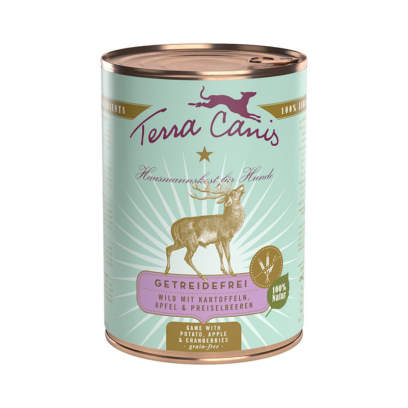 Terra Canis 140037 Hunde-Dosenfutter Apfel, Cranberry, Spiel, Kartoffel Adult 400 g