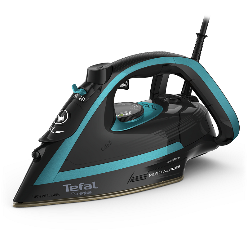 Tefal Puregliss FV8066 Trocken- & Dampfbügeleisen Durilium AirGlide Autoclean soleplate 3000 W Schwarz, Blau