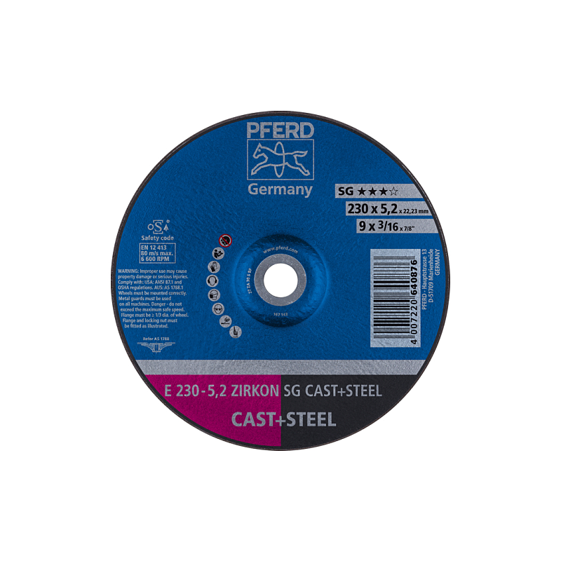PFERD E 230-5,2 ZIRKON SG CAST+STEEL Rotierendes Schleifwerkzeug Zubehör Metall