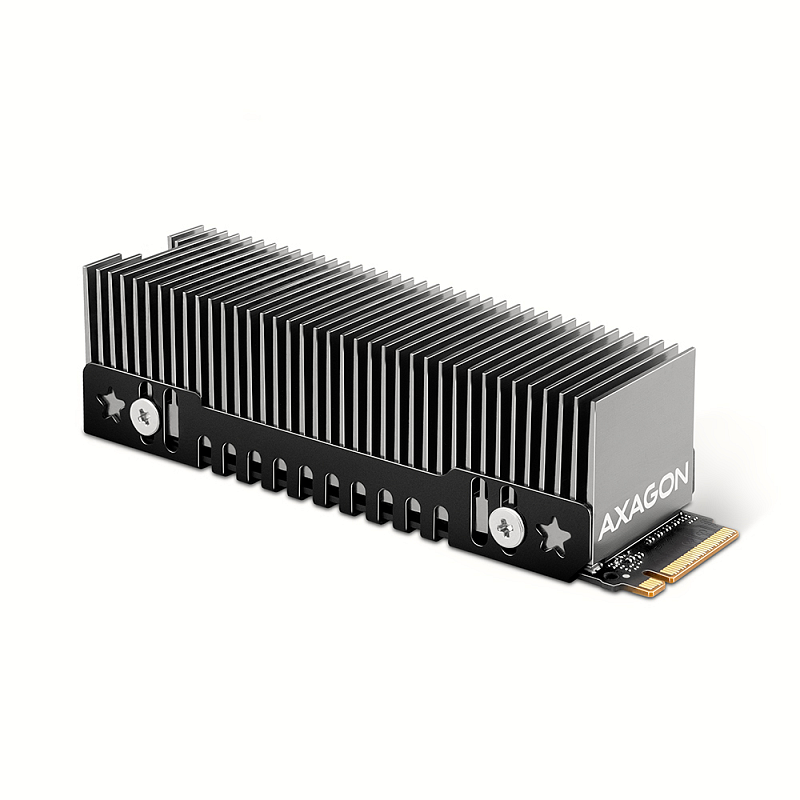 Axagon CLR-M2XT Aluminium-Passivkühler für einseitige und doppelseitige M.2-SSD-Festplatten, Größe 2280, Höhe 24 mm