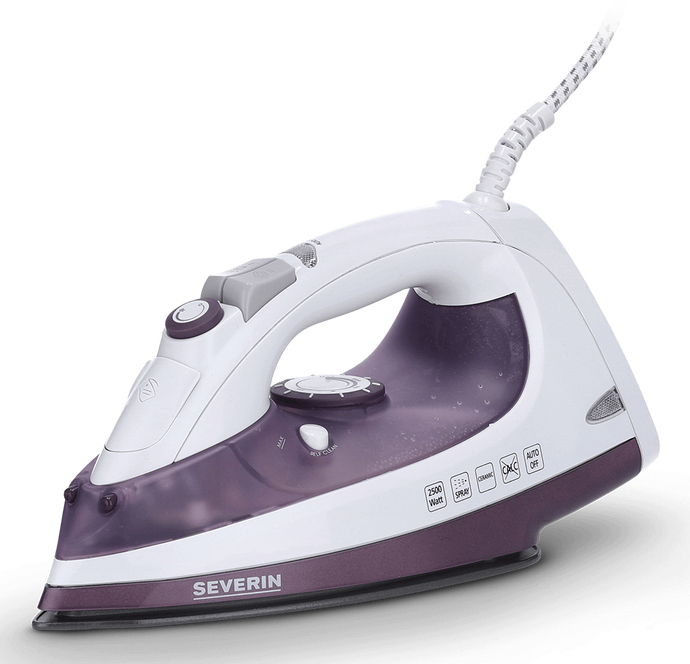 Severin BA 3210 Bügeleisen Trocken- & Dampfbügeleisen Keramik-Bügelsohle 2500 W Violett, Weiß