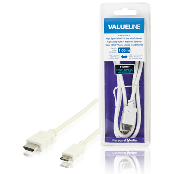 Valueline VLMB34500W10 HDMI-Kabel 1 m HDMI Typ A (Standard) HDMI Type C (Mini) Weiß