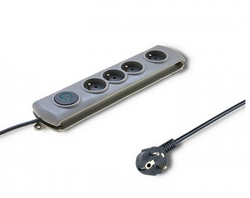 Qoltec 50163 Spannungsschutz Grau 4 AC-Ausgänge 230 V 1,5 m