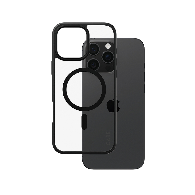 PanzerGlass CARE™ by ® Urban Combat Case Transparent m. Schwarz Rahmen & MagSafe iPhone 16 Pro Max