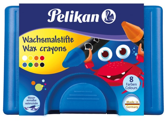 Pelikan Wachsmalstifte wasservermalbar blau rund 8er Box