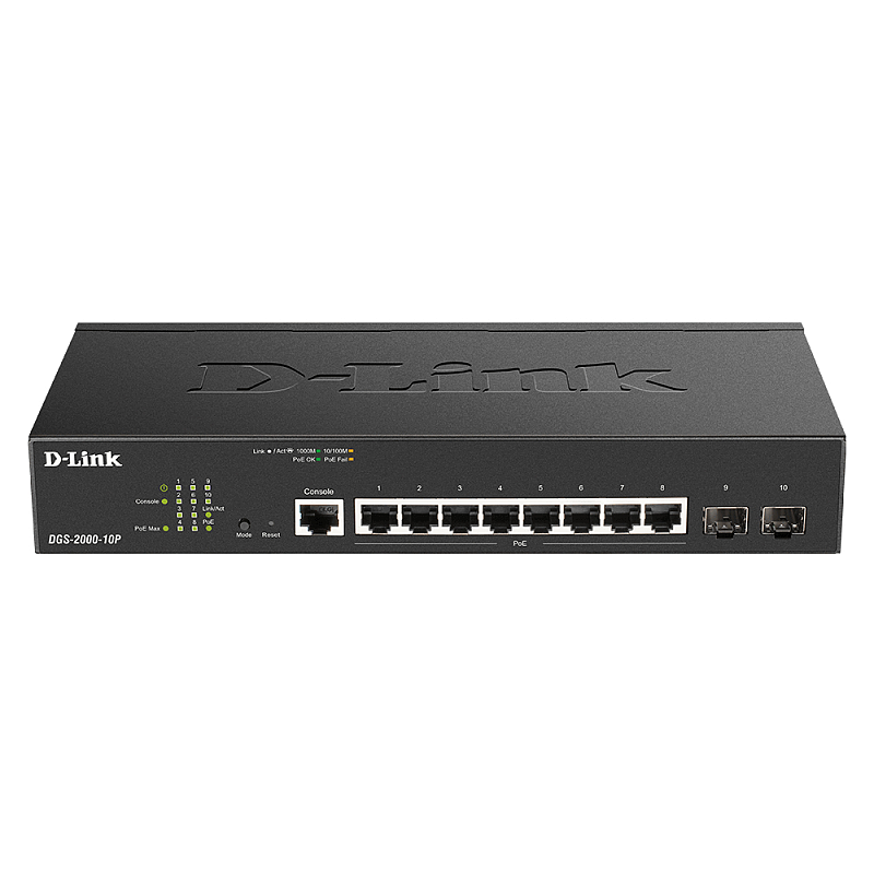 D-Link DGS-2000-10P Netzwerk-Switch Managed L2/L3 Gigabit Ethernet (10/100/1000) Power over Ethernet (PoE) 1U Schwarz