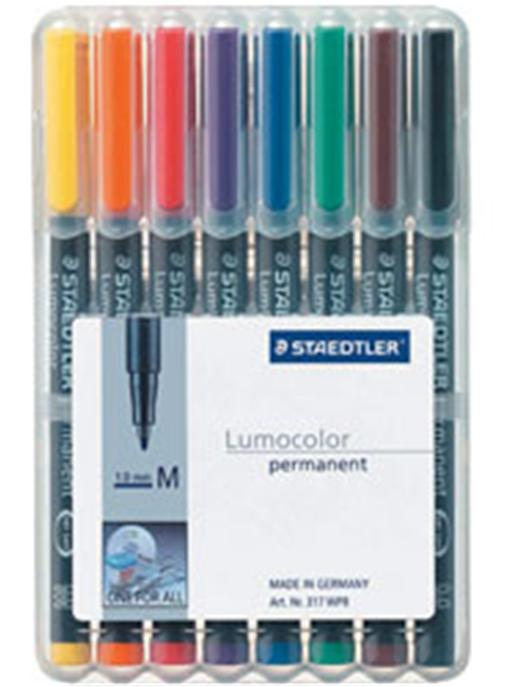 Staedtler 317 WP8 Permanent-Marker Schwarz, Blau, Braun, Grün, Orange, Rot, Violett, Gelb 8 Stück(e)