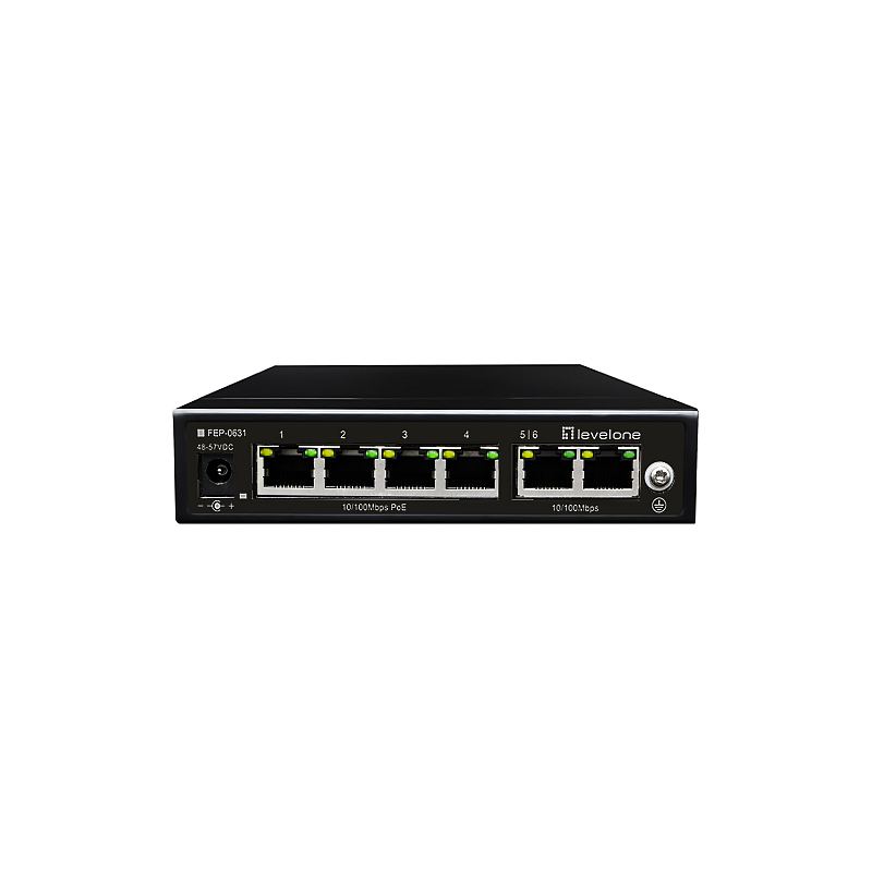 LevelOne FEP-0631 Netzwerk-Switch Fast Ethernet (10/100) Power over Ethernet (PoE) Schwarz