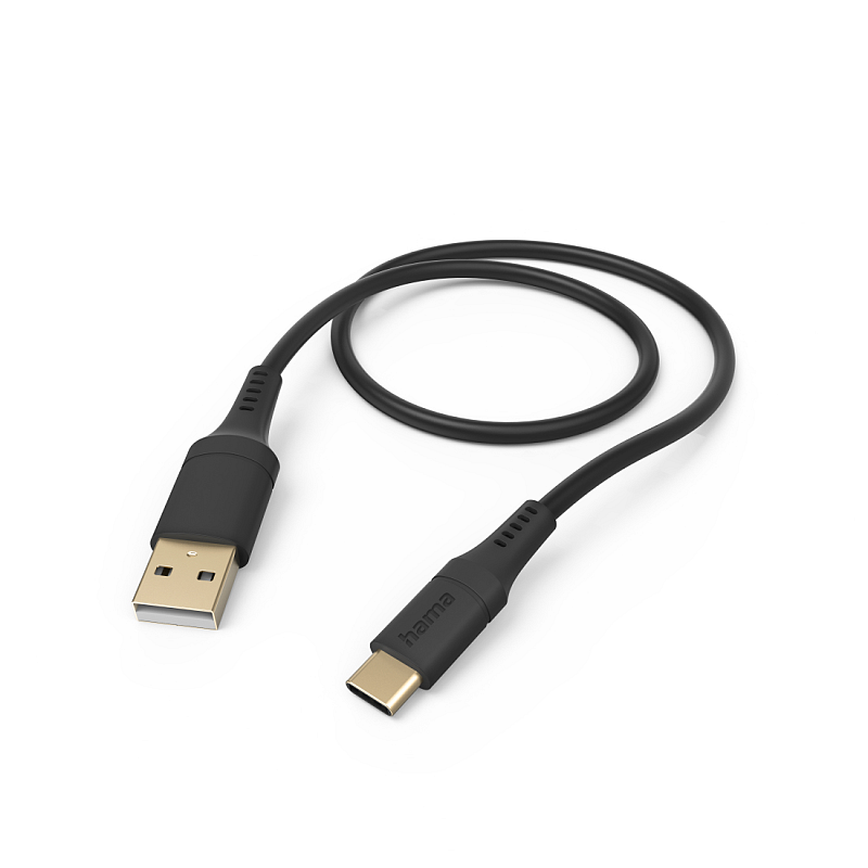 Hama Flexible USB Kabel USB 2.0 1,5 m USB A USB C Schwarz