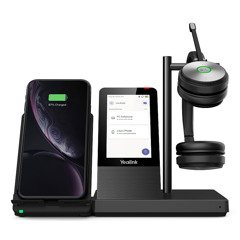 Yealink WH66 Dual Teams Persönliches Audio-Konferenzsystem Kabellos Kopfband Büro/Callcenter USB Typ-A Bluetooth Ladestation Schwarz