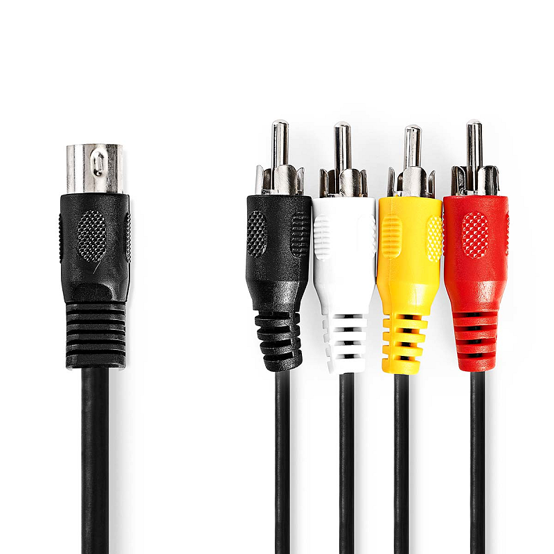 Nedis CAGL20400BK10 Audio-Kabel 1 m DIN (5-pin) 4 x RCA Schwarz