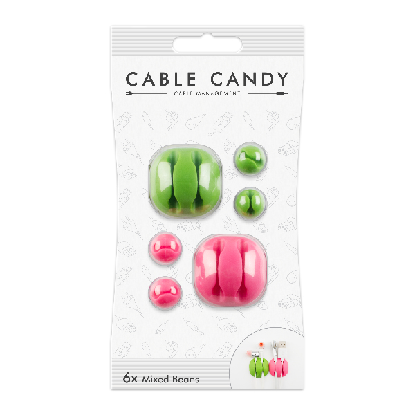 CABLE CANDY 49.CC023 Kabel-Organizer Tisch/Bank Kabelhalter Grün, Pink 6 Stück(e)