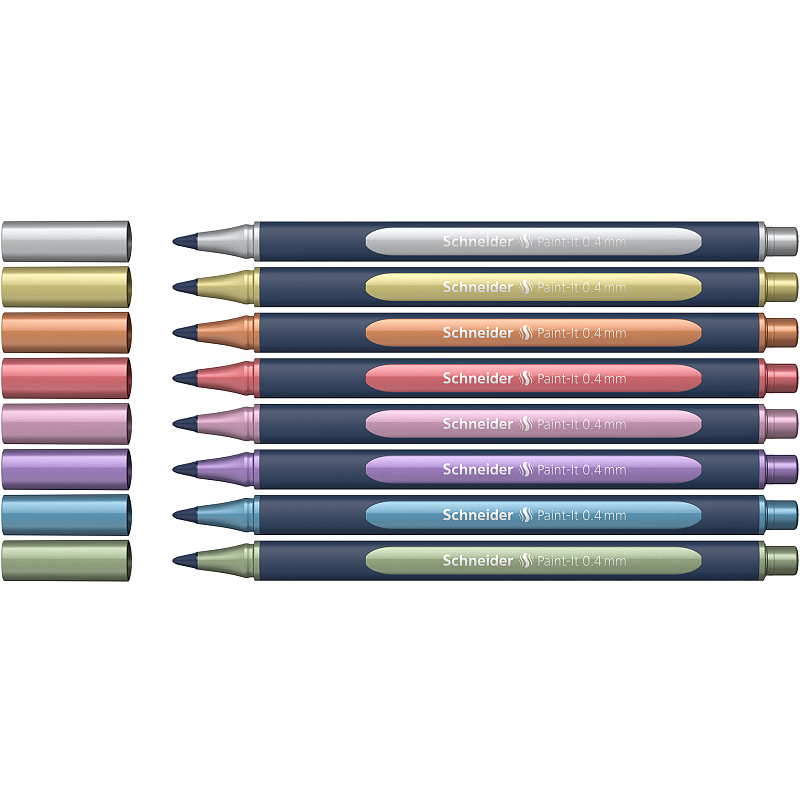 Schneider Schreibgeräte Paint-It 050 Anklippbarer versenkbarer Stift Kupfer, Gold, Metallicblau, Metallic green, Metallic rot, Metallic violett, Rose, Silber 8 Stück(e)