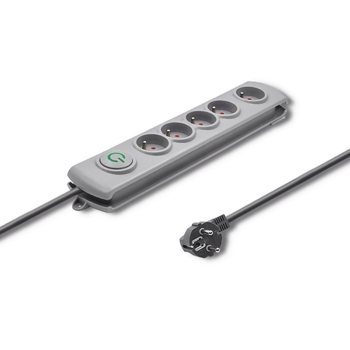 Qoltec 50272 Spannungsschutz Grau 5 AC-Ausgänge 230 V 3 m