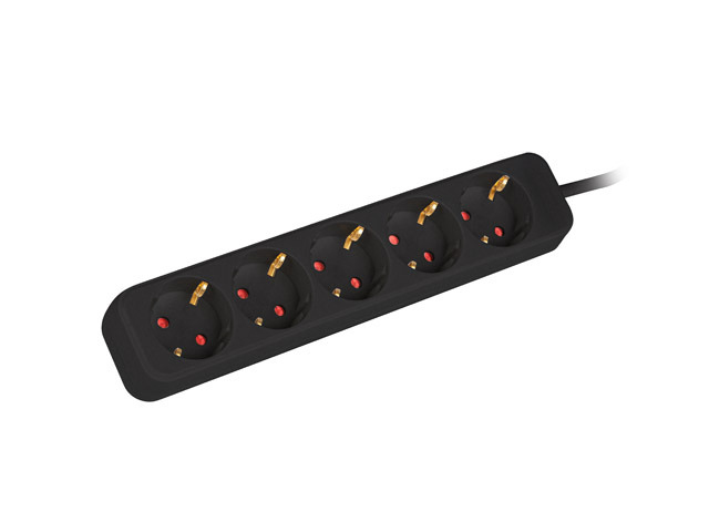 Lanberg PS0-05F-0300-BK Verlängerungskabel 3 m 5 AC-Ausgänge Drinnen Schwarz