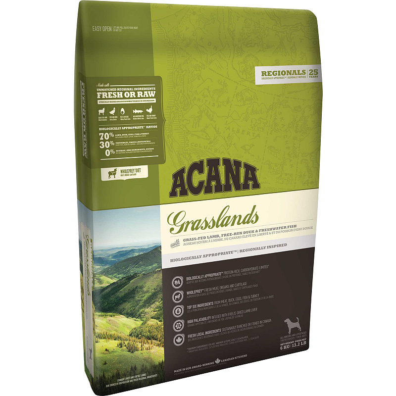 Acana Dog TF Regionals Grasslands 11,4 kg Adult Ente, Egg, Fisch, Lamm