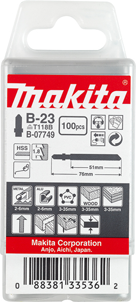 Makita B-07749 Sägeblatt für Stichsägen, Laubsägen & elektrische Sägen Stichsägeblatt Hochgeschwindigkeitsstahl (HSS) 100 Stück(e)