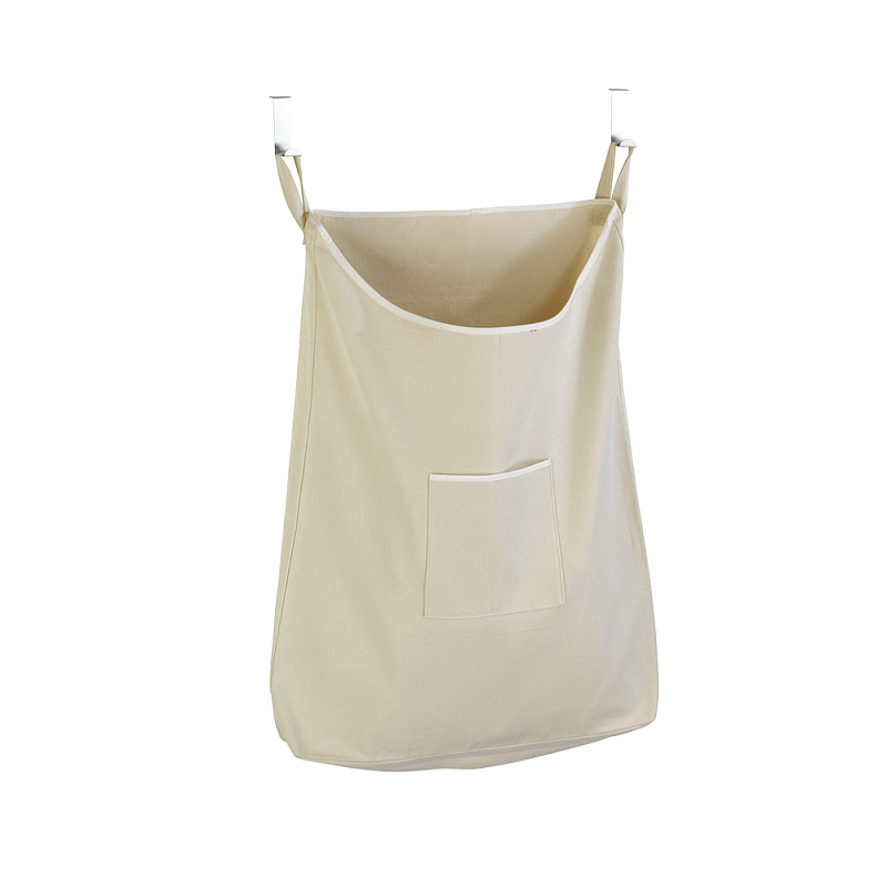 WENKO Canguro Wäschekorb 65 l Baumwolle, Edelstahl Beige, Silber