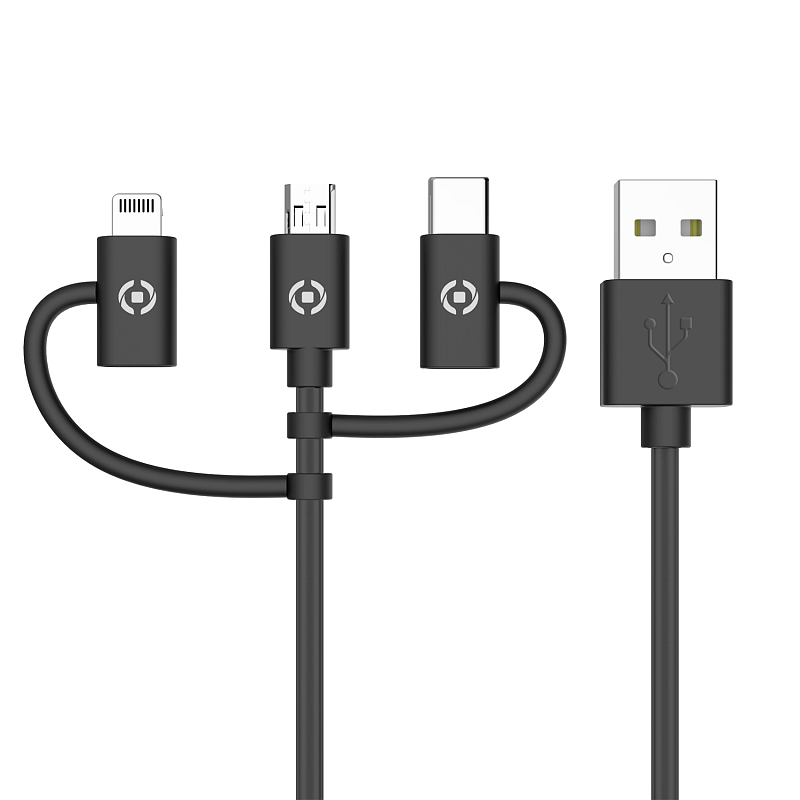 Celly USB3IN1BK USB Kabel USB 2.0 1 m USB A Micro-USB B Schwarz