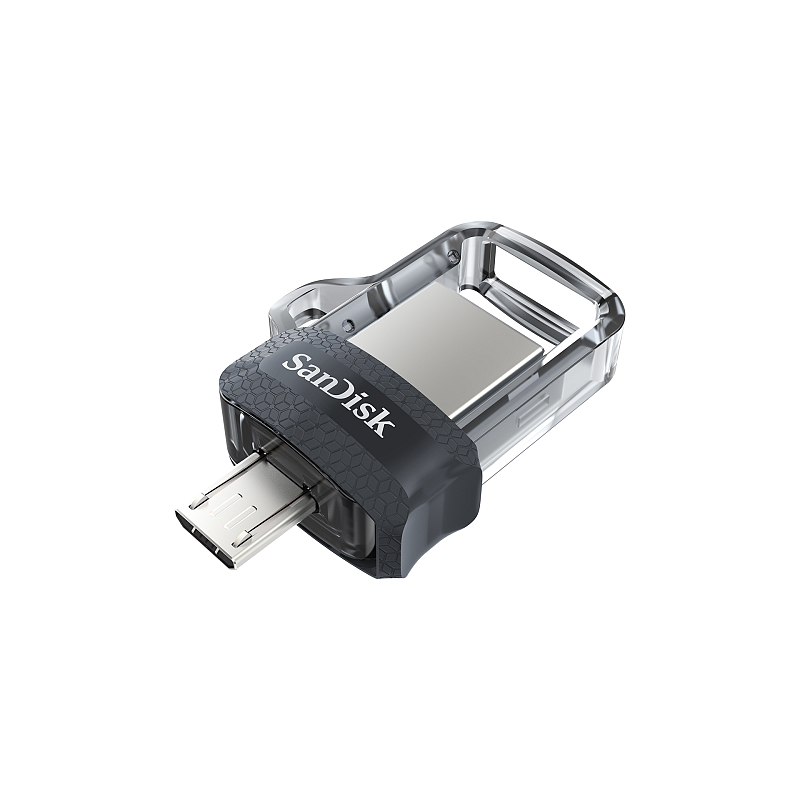 SanDisk Ultra Dual m3.0 USB-Stick 32 GB USB Type-A / Micro-USB 3.2 Gen 1 (3.1 Gen 1) Schwarz, Silber, Transparent