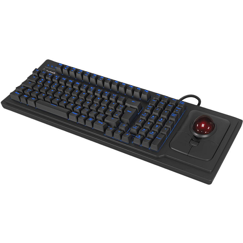 KeySonic KSK-8202ELU-T (DE), mechanische Full-Size Tastatur mit großem Trackball, QWERTZ DE Layout, Hintergrundbeleuchtung, USB, schwarz