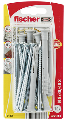 Fischer 84335 Schraubanker/Dübel 10 Stück(e) Schrauben- und Ankersatz 80 mm