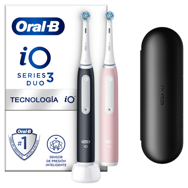 Oral-B iO3 Duo Erwachsener Vibrierende Zahnbürste Schwarz, Rose, Weiß