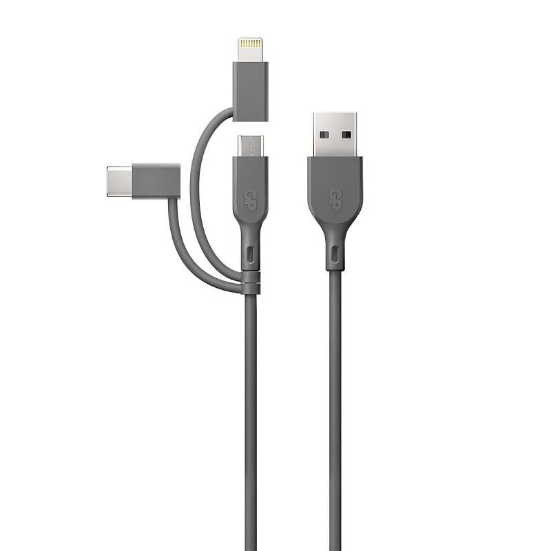 GP Batteries CY1N USB Kabel 1 m USB A USB C/Micro-USB B/Lightning Grau