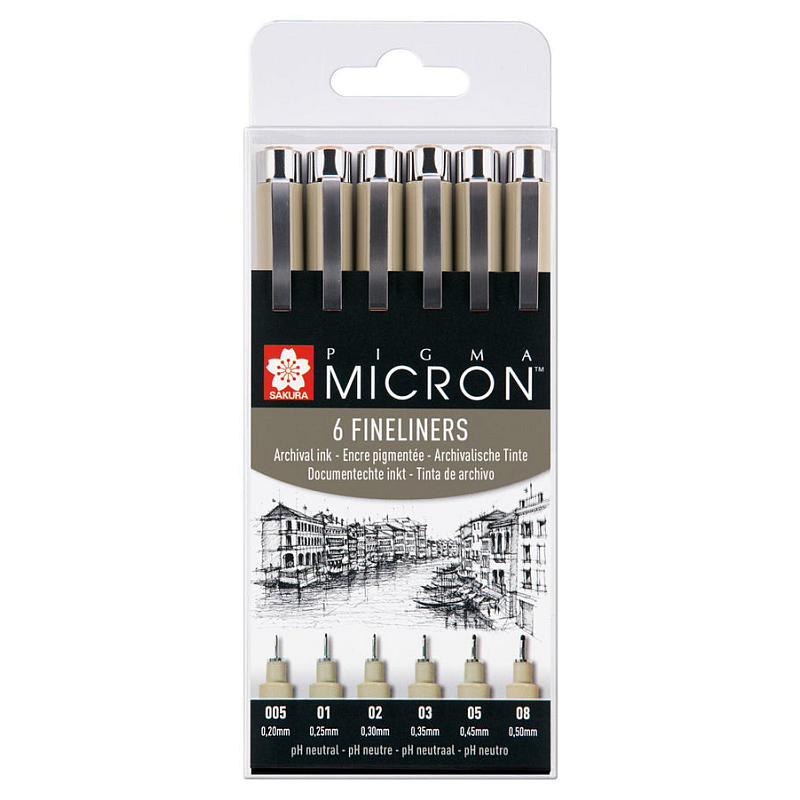 Sakura Pigma Micron Fineliner Fein Schwarz 6 Stück(e)