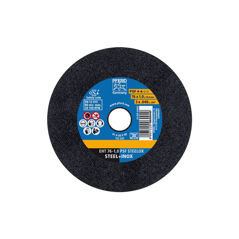 PFERD Trennscheibe EHT 76x1,0x10mm gerade Universallinie PSF STEELOX für Stahl/Edelstahl
