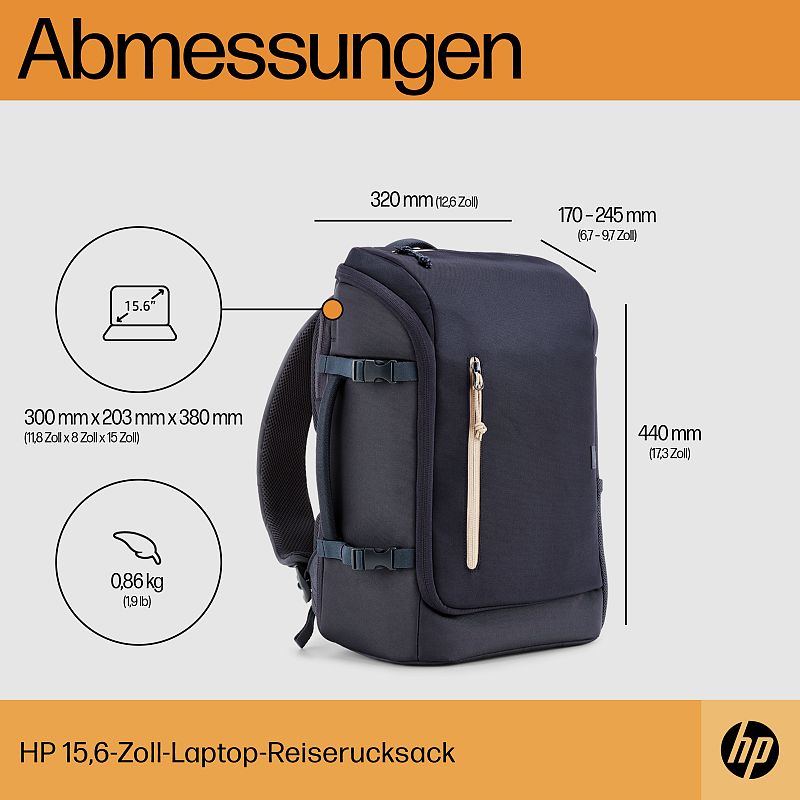 HP Travel 25 Liter 15,6 Zoll Laptop-Rucksack (Iron Grey)