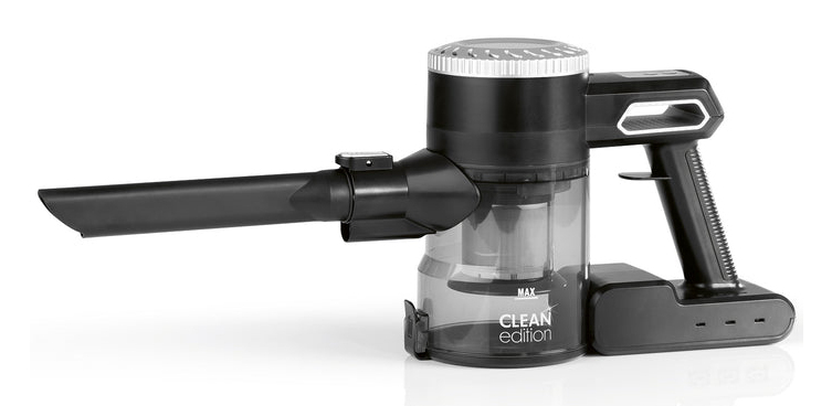 CLEANmaxx 14864 Stabstaubsauger/Elektrischer Besen 2-in-1-Stabstaubsauger Akku Trocken HEPA Beutellos 140 W Schwarz, Silber