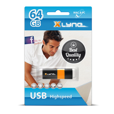xlyne Wave USB-Stick 64 GB USB Typ-A 2.0 Schwarz, Orange