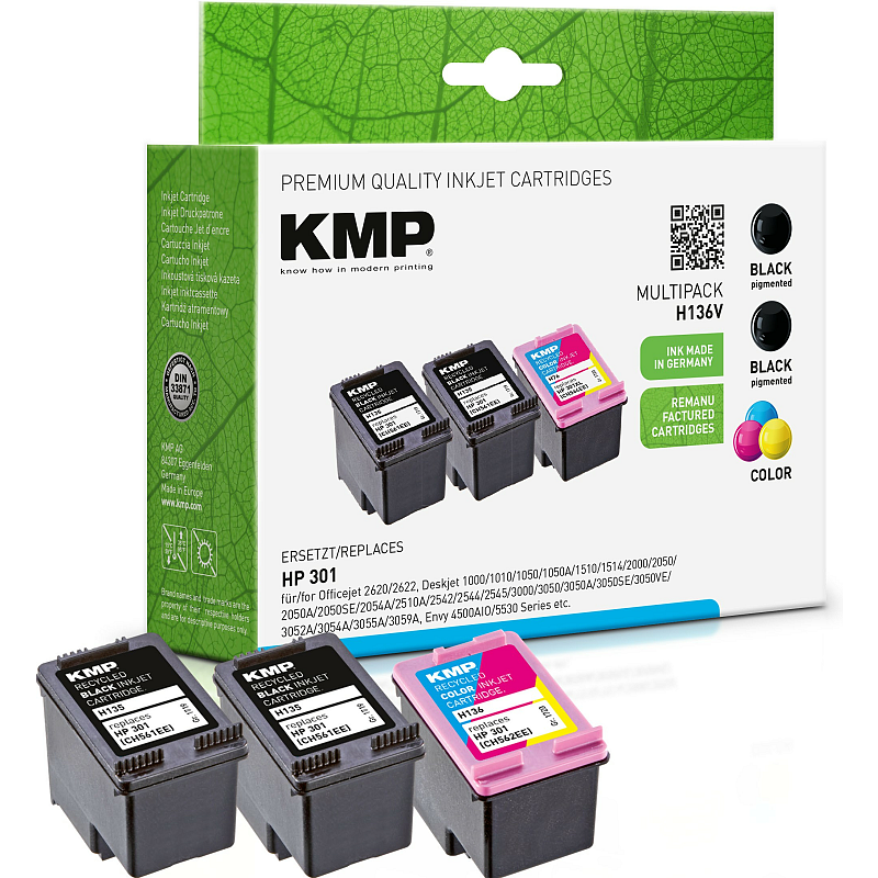KMP TRIPLEPACK H136V Druckerpatrone 3 Stück(e) Kompatibel Schwarz, Cyan, Magenta, Gelb