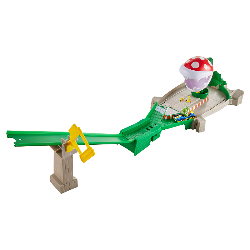 Hot Wheels Mario Kart Piranha-Pflanzen-Trackset inkl. 1 Spielzeugauto, Zubehör