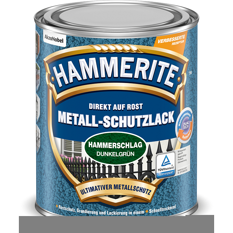 Hammerite Metall-Schutzlack Hammerschlag Dunkelgruen 0,75 l