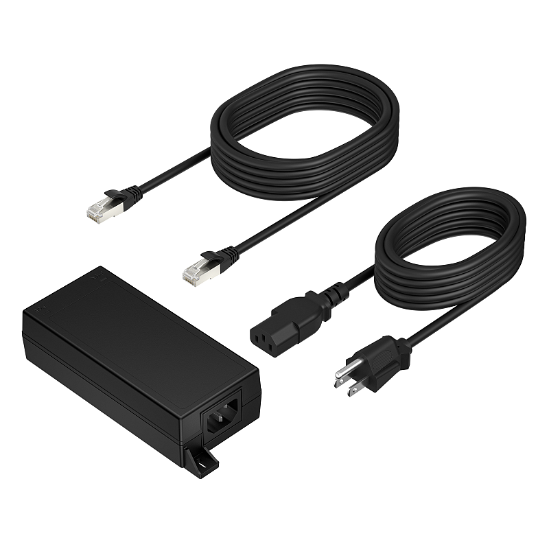 HP Poly PoE++ 65W 2.5G Adapter with 3.66m CAT6A Cable and Power Cord Schwarz