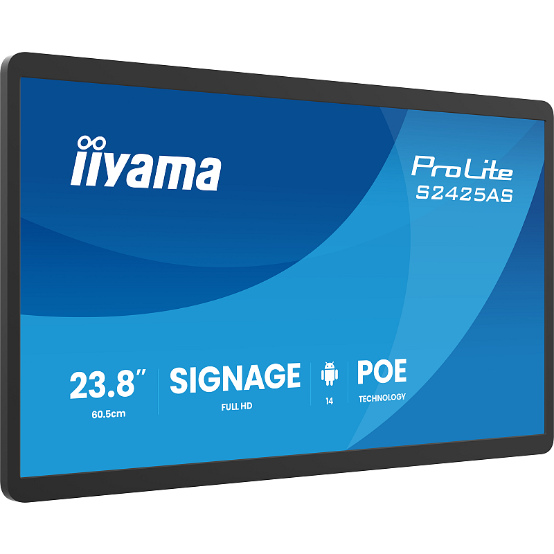 iiyama ProLite S2425AS-B1P Digital Signage Flachbildschirm 60,5 cm (23.8") LCD WLAN 500 cd/m² Full HD Schwarz Eingebauter Prozessor Android 24/7
