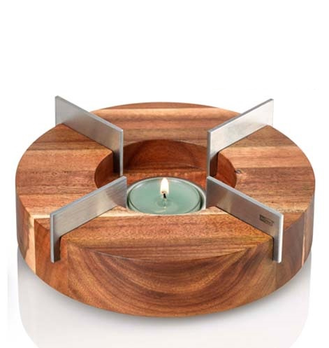 AdHoc TK51 Teekannenstövchen Edelstahl, Holz Rund