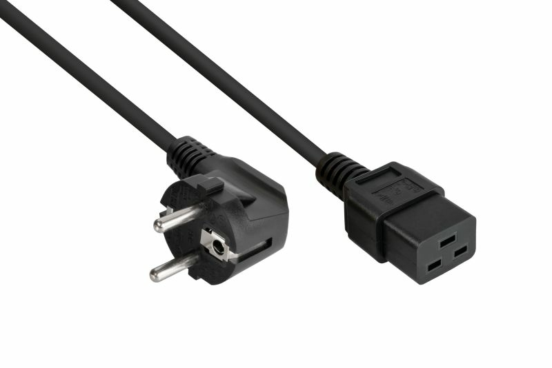 Kabelmeister SK0190-S030 Stromkabel Schwarz 3 m Netzstecker Typ E+F IEC C19