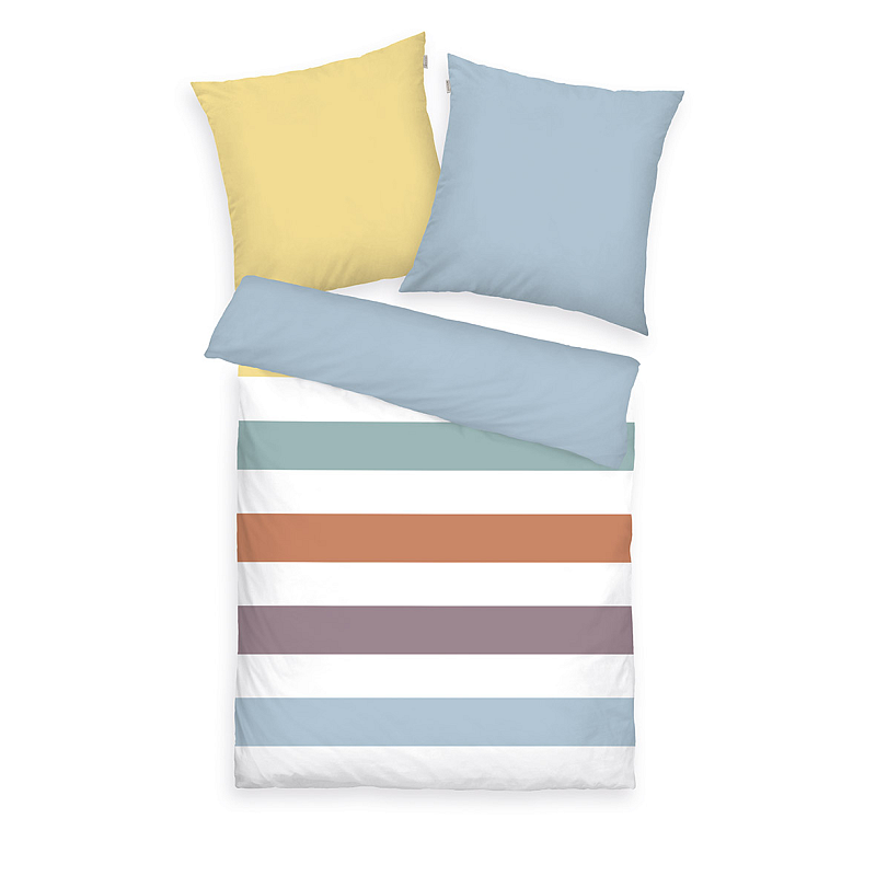 HERDING TOM TAILOR Bettwäsche-Set 'Colored Stripes Multi Color' - 2x-80-x-80-cm-1x-200-x-220-cm