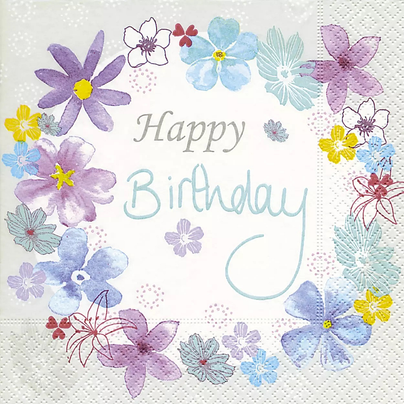 Paper + Design Servietten Birthday flowers 20 Stück Seidenpapier Mehrfarbig 20 Stück(e)