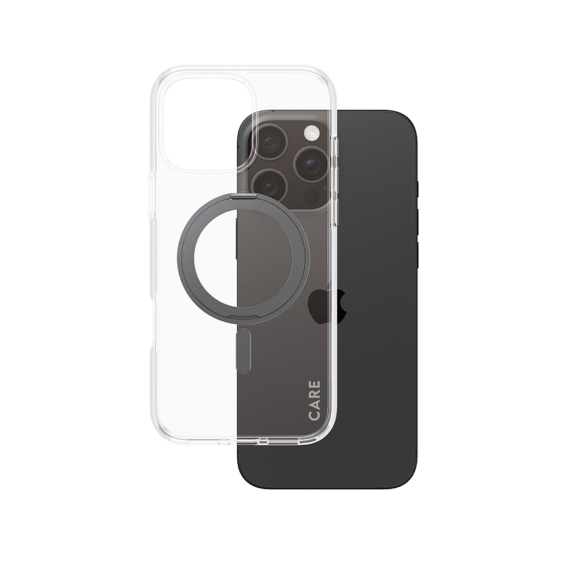 PanzerGlass CARE™ by ® Case Transparent m. Schwarz Kickstand & MagSafe iPhone 16 Pro Max