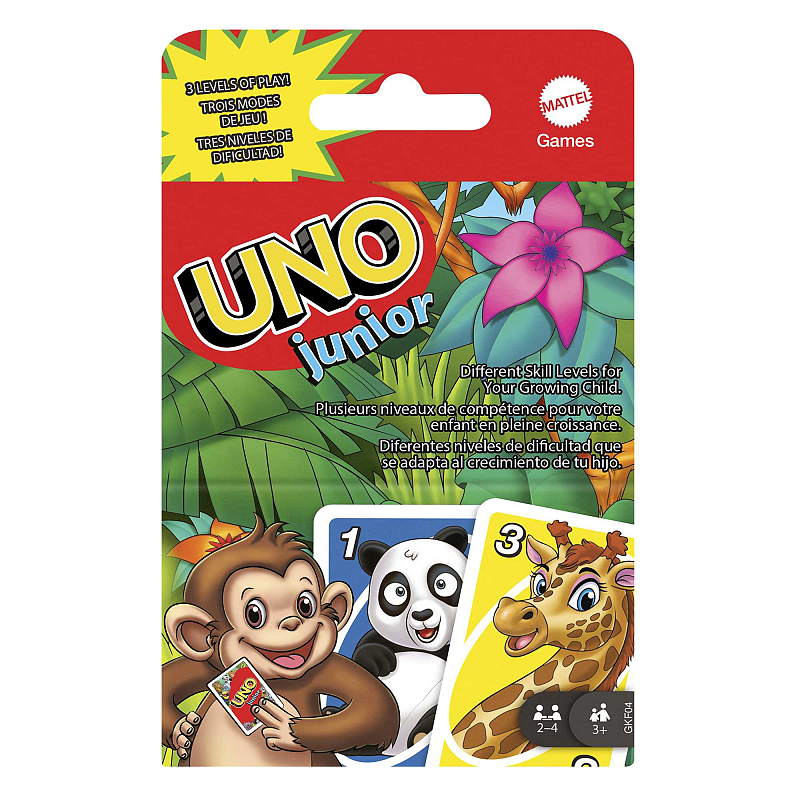 Games Mattel UNO Junior, Kartenspiel, Kinderspiel, Familienspiel