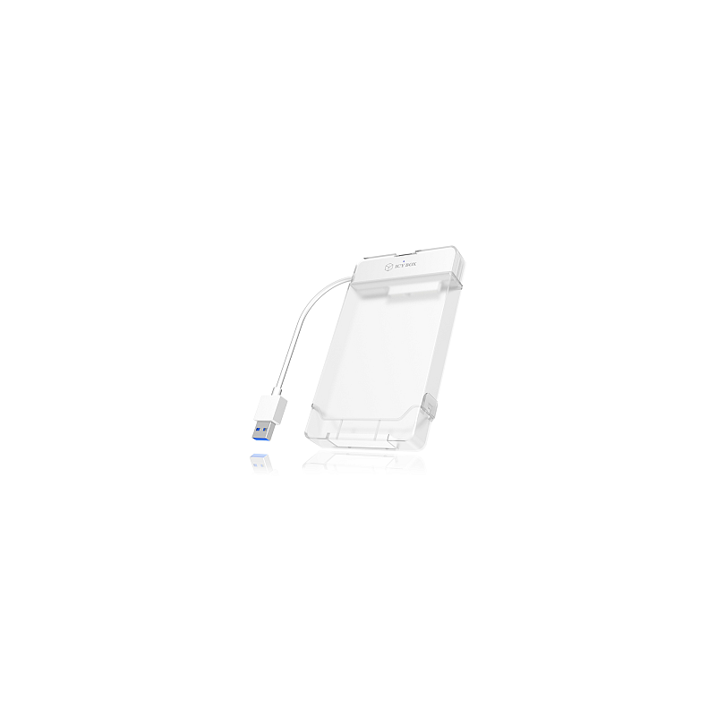 ICY BOX IB-AC703-U3, USB 3.2 Gen 1 zu 2,5" SATA Festplatten (9,5 mm Höhe) Adapter Kabel mit Schutzbox, Zugriff LED, USB 2.0 compatibel, weiß