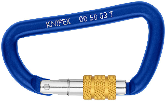 Knipex 00 50 03 T BK Karabinerhaken zum Klettern Verschlusskarabiner D-förmig Aluminium Blau 2 Stück(e)