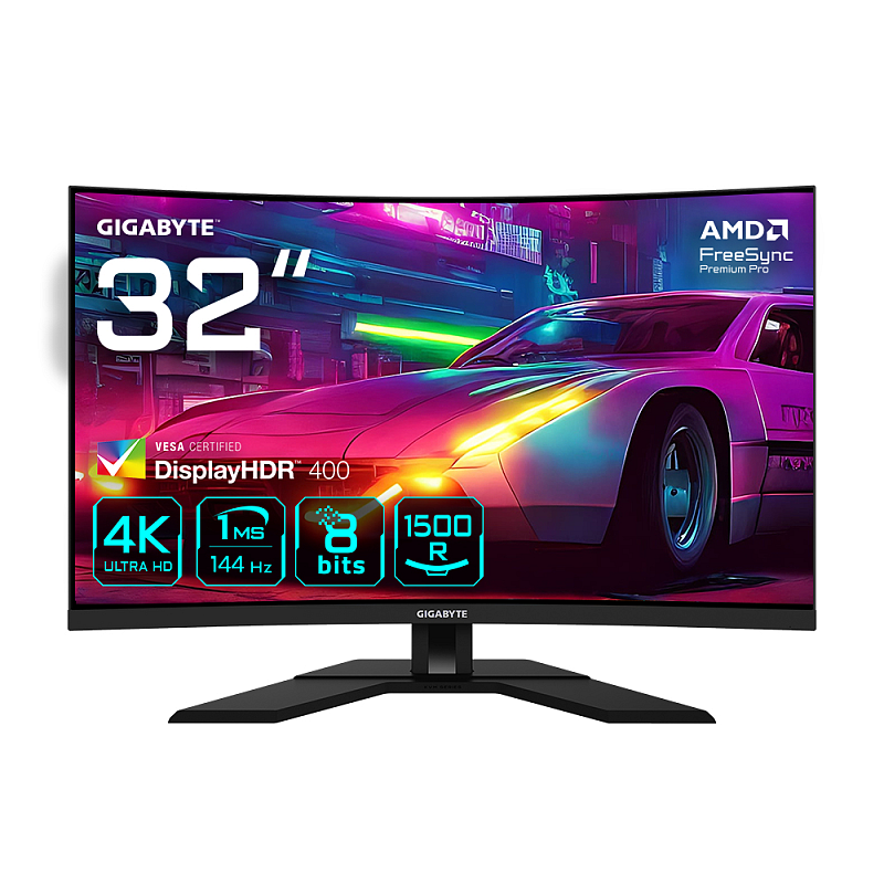 GIGABYTE M32UC 31,5" 4K UHD Curved Gaming Monitor - 3840 x 2160, 1500R, 144Hz, 1ms, 350 cd/m², FreeSync Premium Pro, Display HDR400, HDMI 2.1, DisplayPort 1.4
